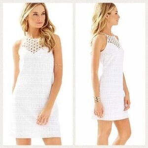 Womens Lilly Pulitzer Larina Shift Dress Size Small White Knit Lace